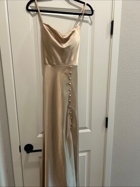 strapless navy blue long dress Strapless Long Prom Dress with Beaded Sheer Bodice Peach / 2